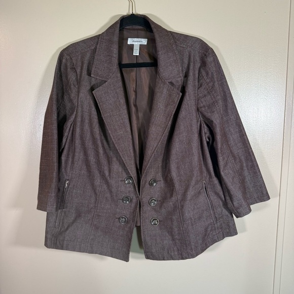 Dress Barn Jackets & Blazers - Dress Barn Open Front 3/4 Sleeve Crop Blazer Jacket Brown size 2X